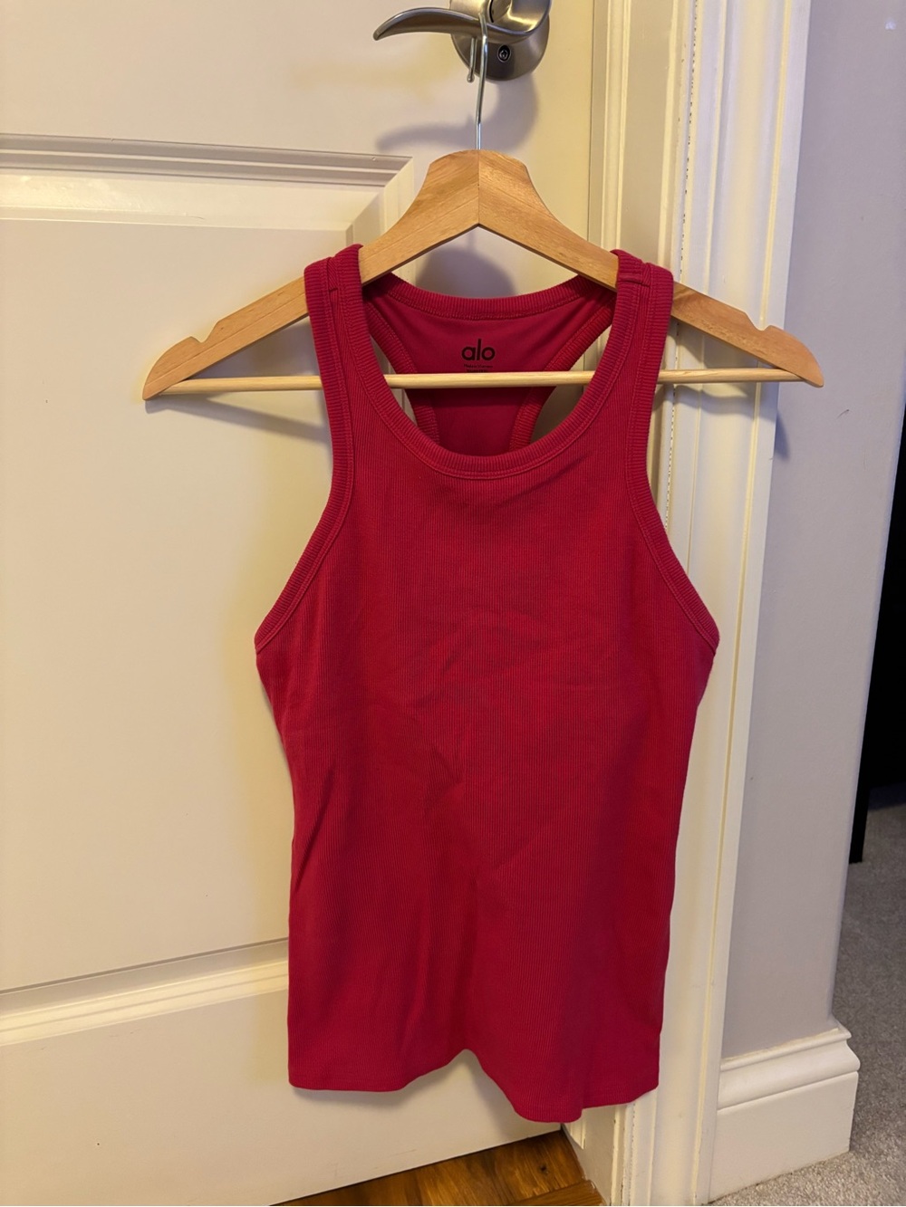 ALO Yoga Ribbed Racerback Tank Top in Raspberry